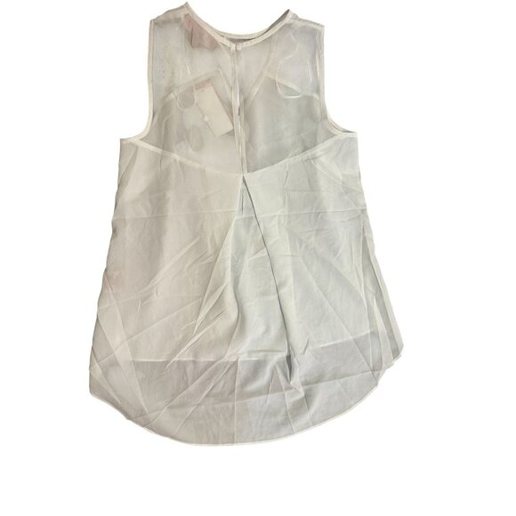 Sleeveless Sheer White Blouse V-Neck High-Low Hem XS Philosophy - Picture 5 of 7